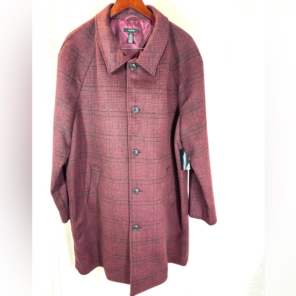 Alfani Burgundy Plaid Men's Coat